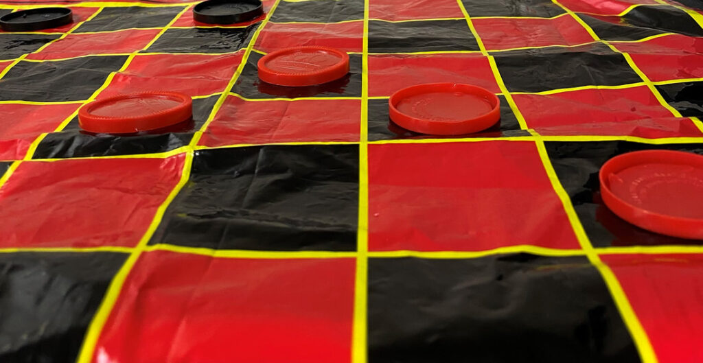 Checkers board game mat